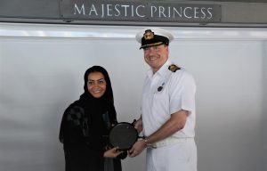 Noura Rashid Al Dhaheri, Cruise Terminal Manager- Abu Dhabi Ports, with the Captain of Majestic Princess