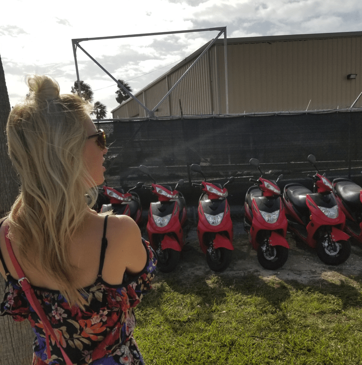 Scooter rental in Freeport. Christina Hunting