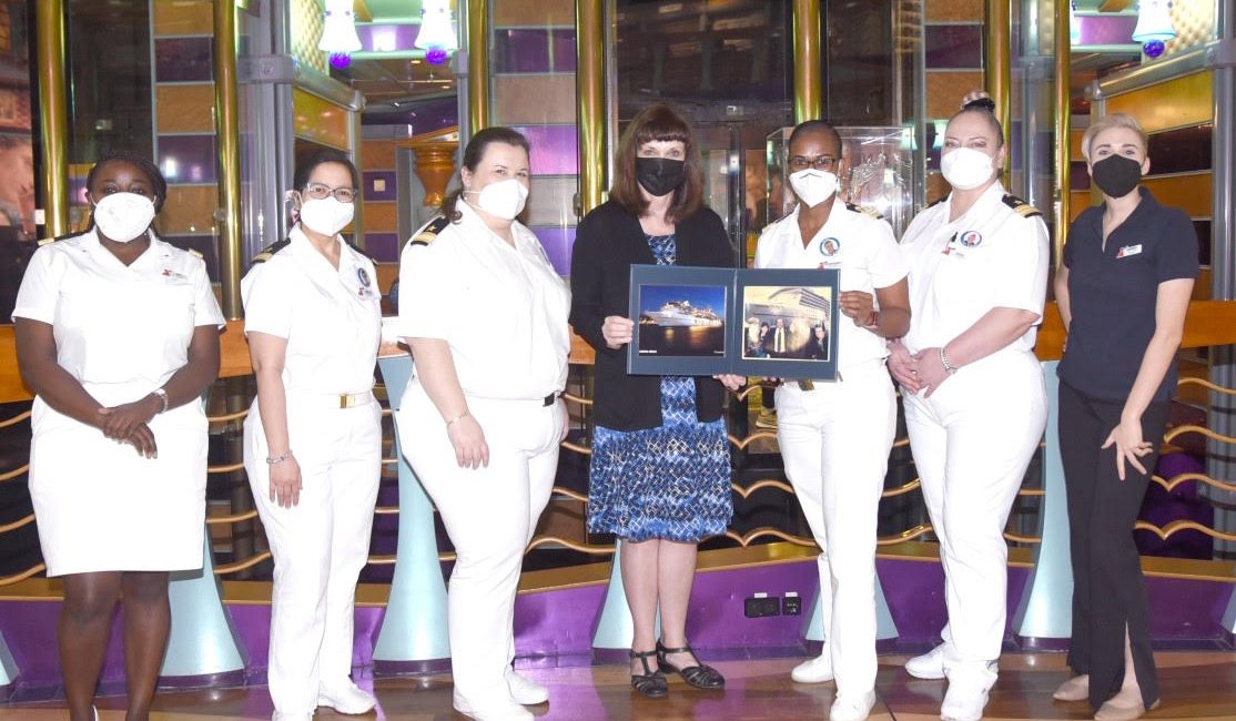 Tamara Jernigan and female officers on board Carnival Miracle