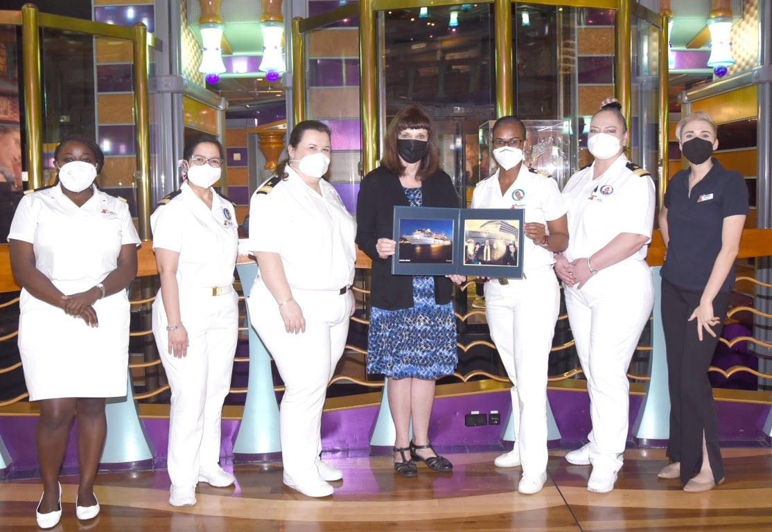 Tamara Jernigan and female officers on board Carnival Miracle