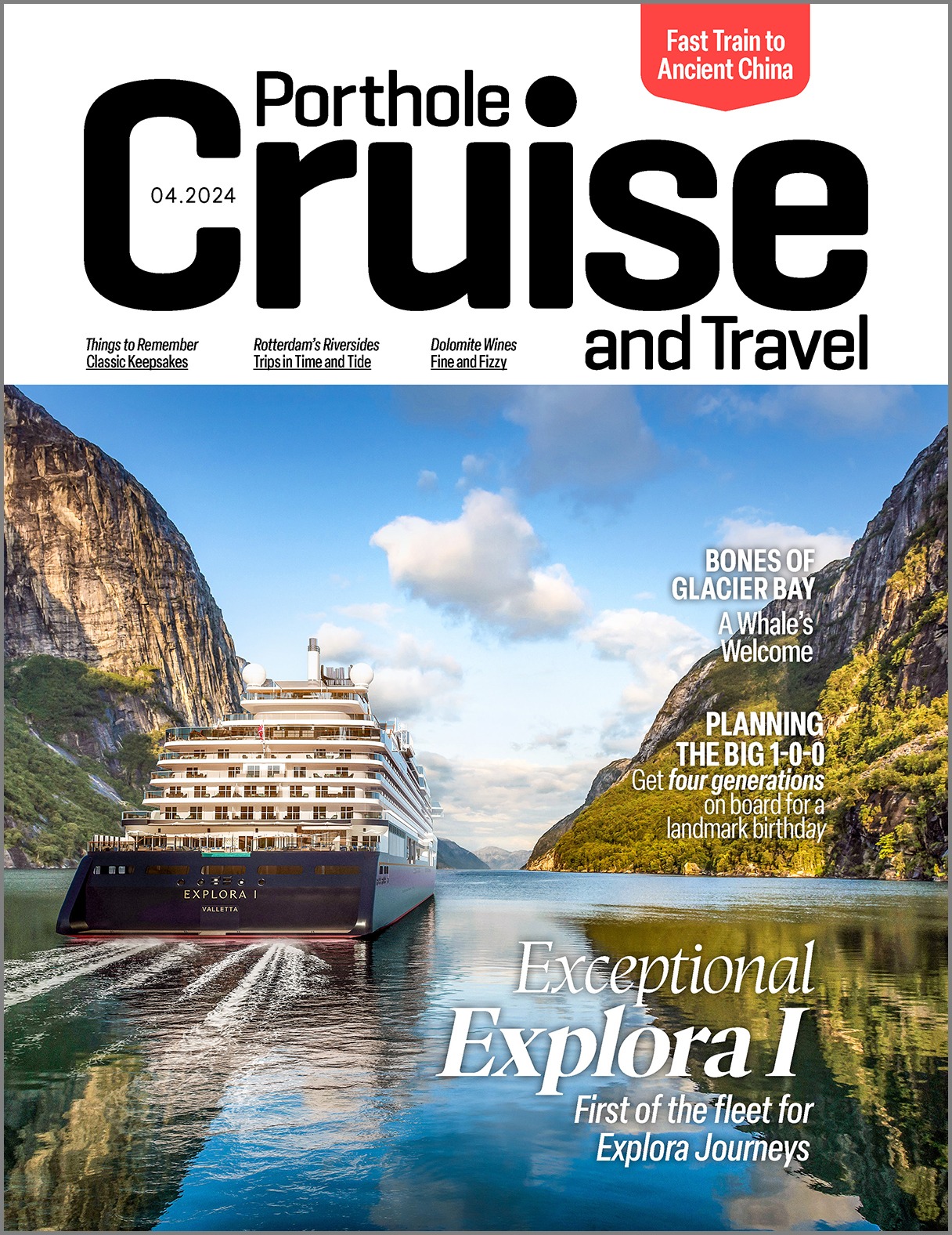 Cover of Porthole Cruise and Travel Magazine, March/April 2024, Issue #250, with Explora 1.