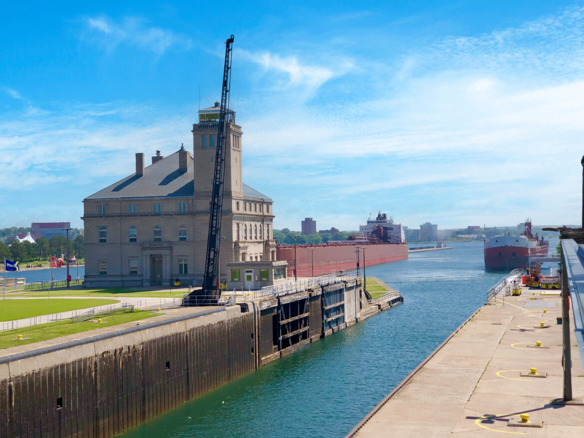 Soo Locks in Sault Ste. Marie aboard Victory Cruise Lines