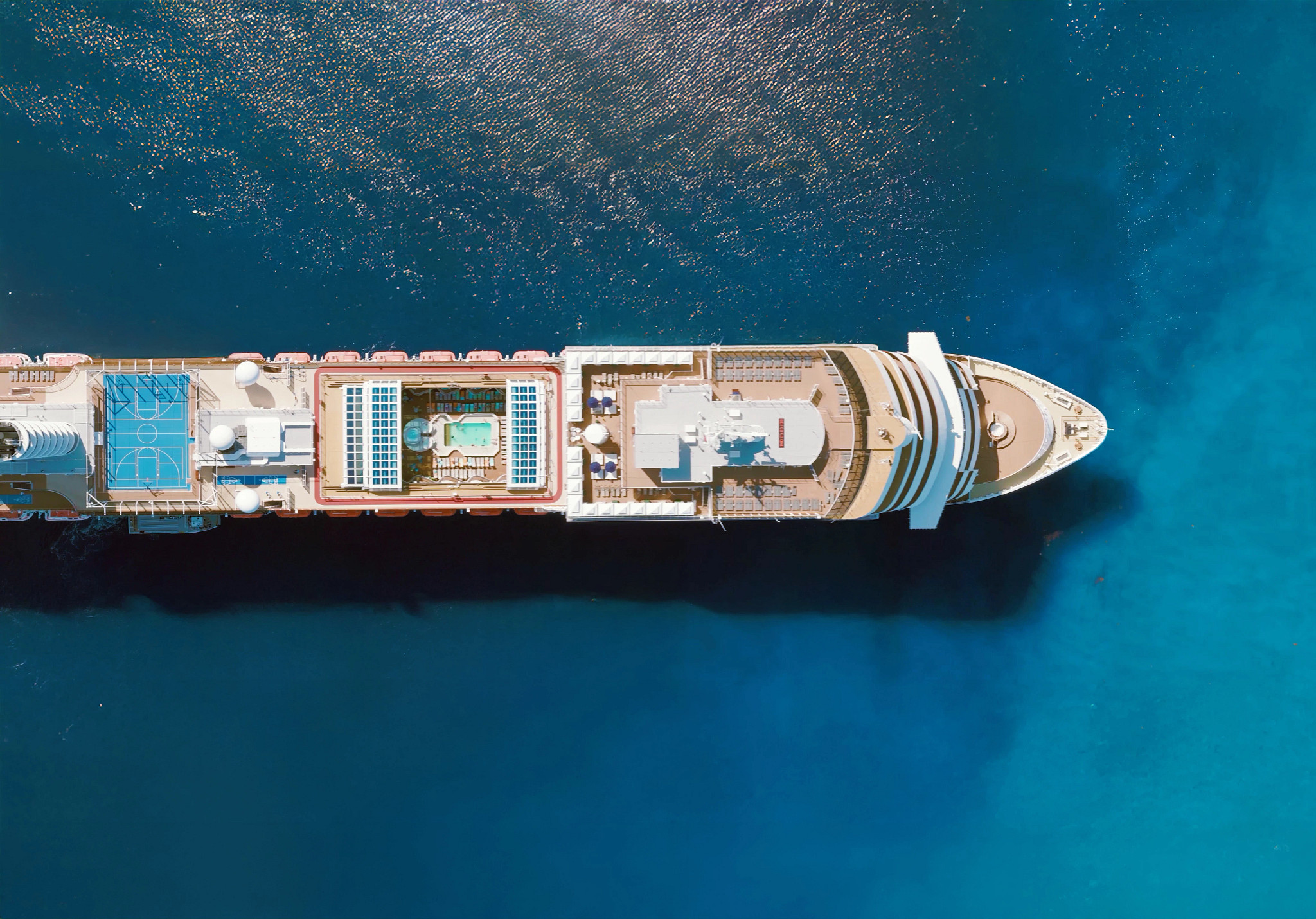 This is a Holland America Line ship seen from the air, and not a banana.