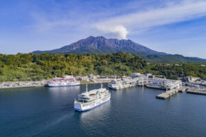 Japanese ferry reaches Kagoshima City.